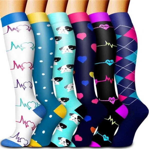 6 Pack Women's Assorted Copper Compression Socks